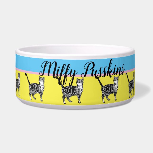 Comedero Gato Perro Shabby Floral Pastel Nombre Mascota Cut (Frente)