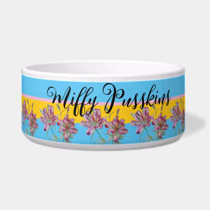 Comedero Gato Perro Shabby Floral Rosa Lily Cute Nombre Mas