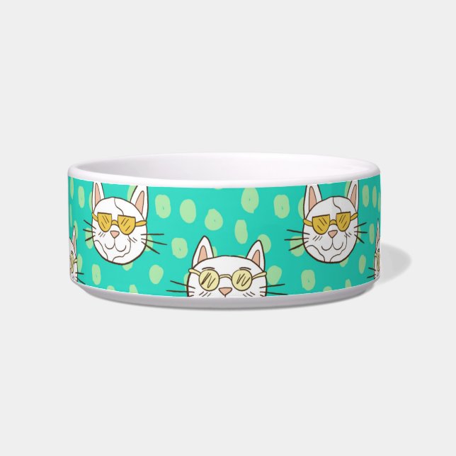 Comedero Gato Personalizado divertido con gafas de sol (Derecha)