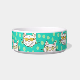 Comedero Gato Personalizado divertido con gafas de sol