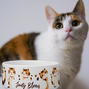 Comedero Gato Personalizado feliz de Calico personalizado