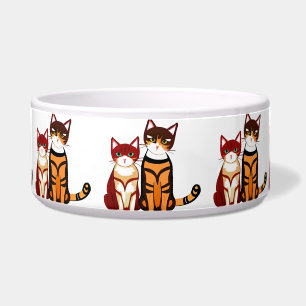 Comedero Gato rayado tigre y gatito rojizo