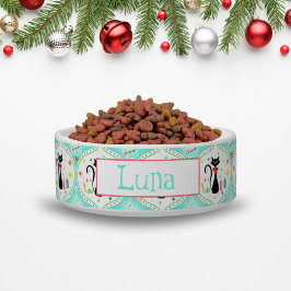 Comedero Gato siamés de Navidad retro nombre de mascota Oge