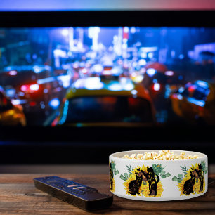 Comedero Gatos de girasol - Arte floral acuarela