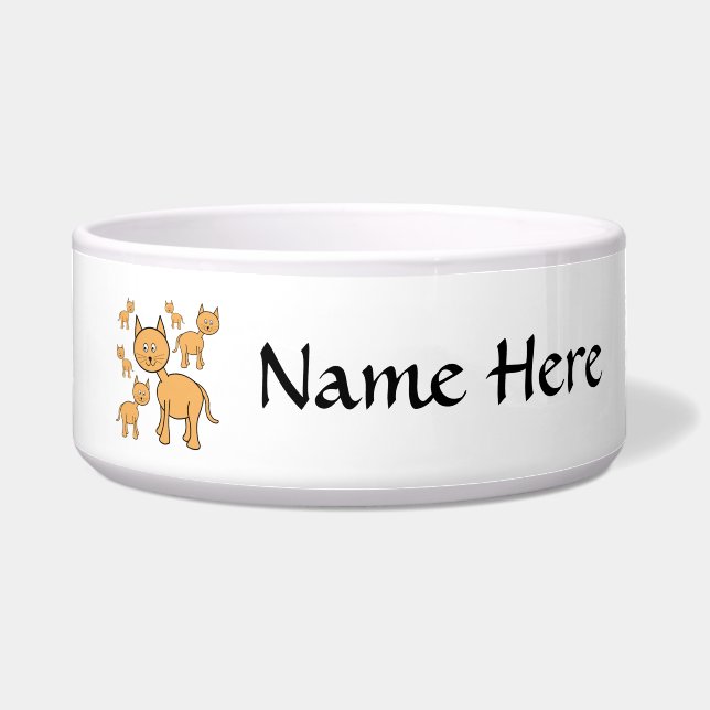 Comedero Gatos lindos del jengibre.  Historieta del gato (Frente)