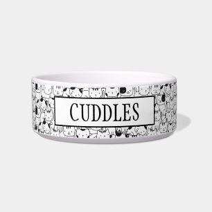 Comedero Gatos Negros y Blancos Lindos Personalizados