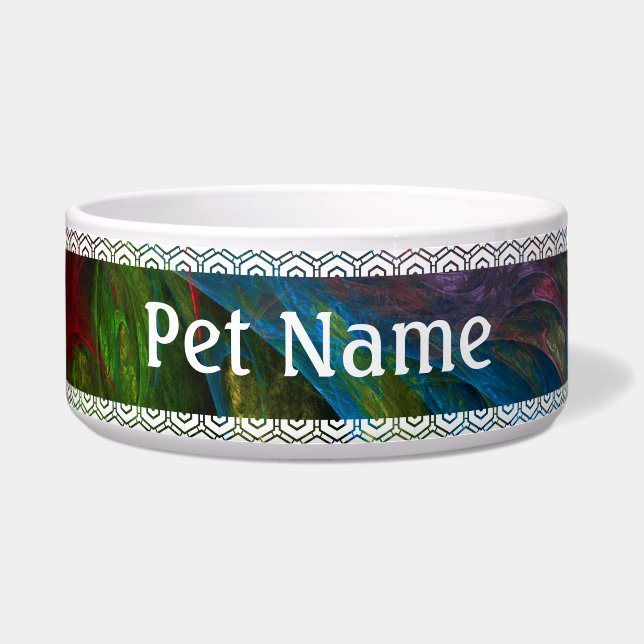 Comedero Génesis Blue Abstract Art Dog Bowl (Frente)