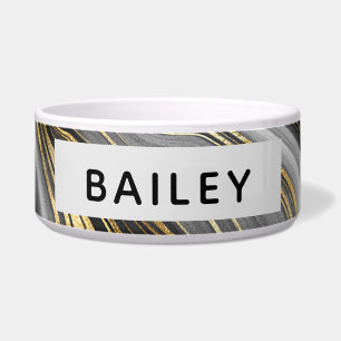 Comedero Geode moderno de oro y de Agate Gris