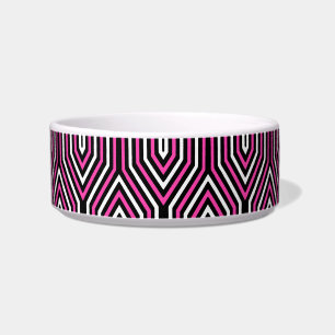 Comedero Geométrico Art Deco - fucsia rosa, negro y blanco