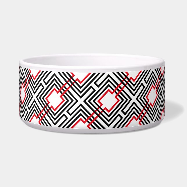 Comedero Geométrico Rojo Negro y Blanco (Derecha)