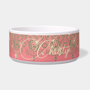 Comedero Gimnasio elegante de encaje dorado de durazno rosa