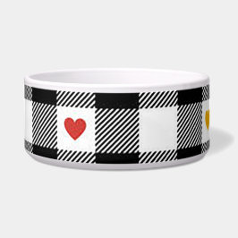 Comedero Gingham Heart Dog Bowl