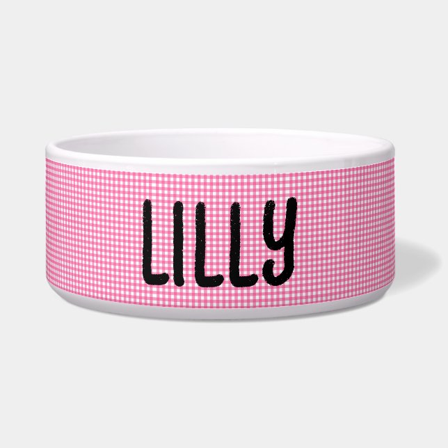 COMEDERO GINGHAM MASCOTA CAT O DOG BOWL PERSONALIZADO PERSO (Frente)
