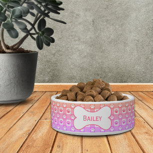 Comedero Gingham personalizada con Mascota óseo de pinturas