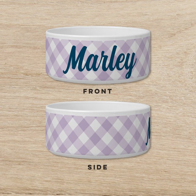 Comedero Gingham Purple Blue Dog Cat Pet Bowl (Subido por el creador)