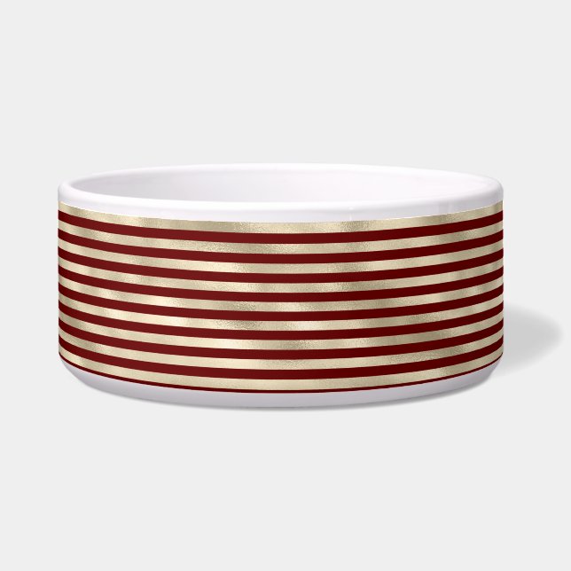 Comedero Girly Glam Gold Red Stripes (Frente)