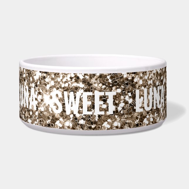 Comedero Girly Spark Purpurinoso Sweet Luna Dog Name Mascot (Izquierda)