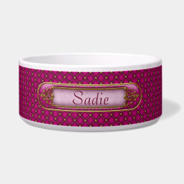 Comedero Glam Orchid Pink and Gold Personalizado Pet Bowl