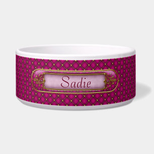 Comedero Glam Orchid Pink and Gold Personalizado Pet Bowl