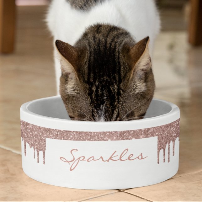 Comedero Glam Rosa Purpurina de oro Perfora Moda Mascota Pe (Subido por el creador)