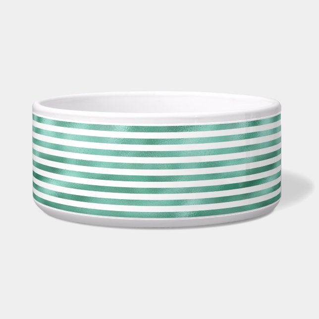 Comedero Glam Verde Rayas Blancas (Derecha)