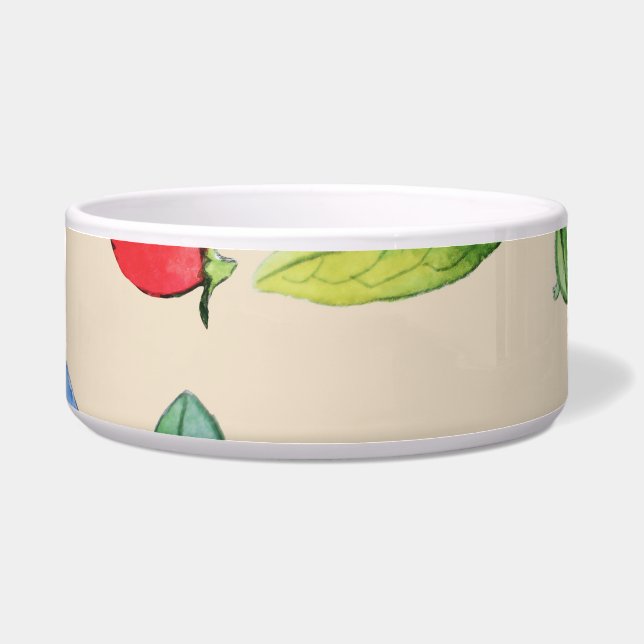 Comedero Goji, arándano azul: patrón de ilustracion acuátic (Frente)