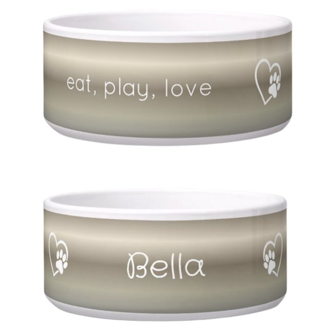 Comedero Gold 'eat, play, love' Dog Name Bowl (Subido por el creador)