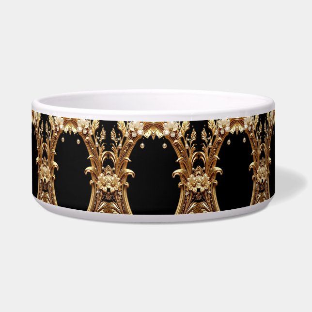 Comedero Golden Floral Ornate Pet Bowl (Frente)