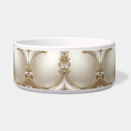 Comedero Golden Ornate Frame with Pearls Ceramic Pet Bowl