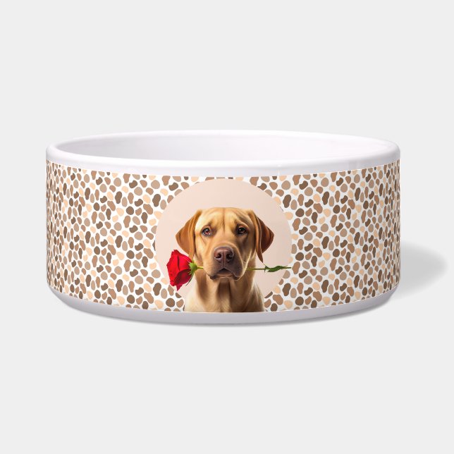 Comedero Golden Retriever Personaliza la foto y el nombre d (Frente)