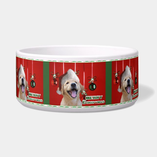 Comedero Golden Retriever Puppy Navidad Bowl (Frente)