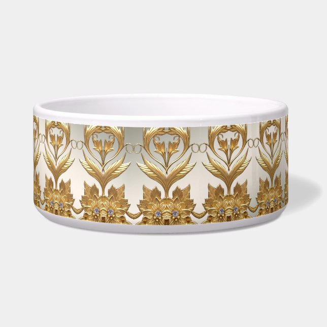 Comedero Golden Wavy deja bolera de cerámica floral (Izquierda)