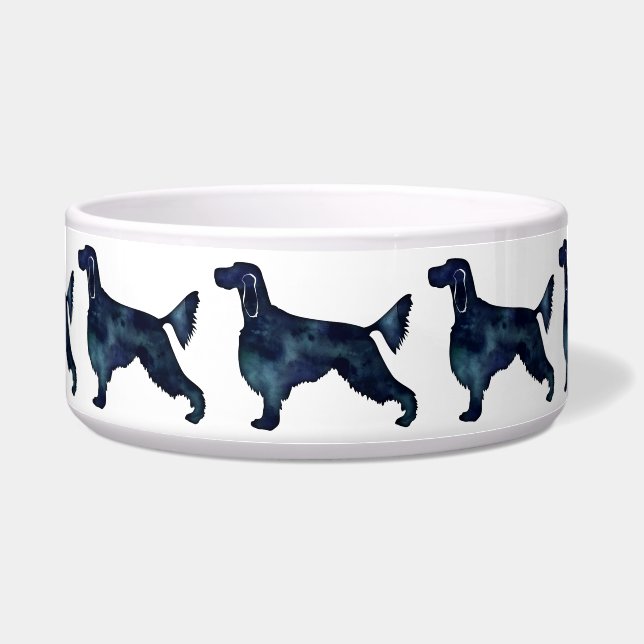 Comedero Gordon Setter Dog Black Watercolor Silhouette (Frente)