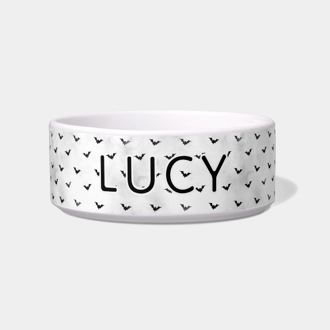 Comedero Gothic Minimalist Bat Pattern Halloween Dog (Frente)