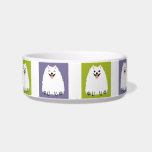 Comedero Graciosa caricatura de Pomerania Blanca Perro Cute<br><div class="desc">Divertido plato de comida y agua de Pomerania Blanca. Un adorable tazón de perro para tu querida mascota Pommie. Diseño divertido con Pom blanco esponjoso. Este dibujo animado de perros se basa en un perro Pomeranian / Eskie mix llamado Baby. Visita el mundo Doodle de Jenn para ver diseños de...</div>