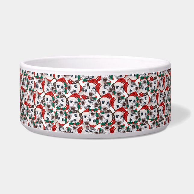 Comedero Gracioso patrón de Navidades de nombres dálmatas (Izquierda)