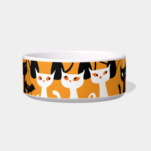 Comedero Graciosos gatos de Halloween negros naranjas blanc