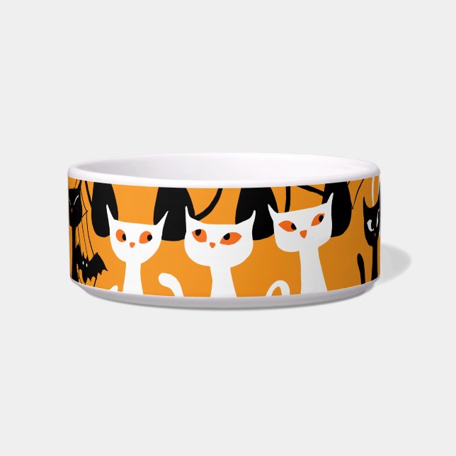 Comedero Graciosos gatos de Halloween negros naranjas blanc (Frente)