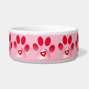 Comedero Gradiente de pata rojo y blanco con corazón rojo