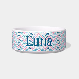 Comedero Gran Chevron Zag en Rosa y Aqua