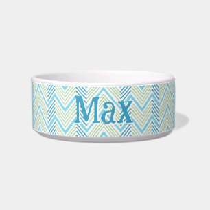 Comedero Gran Chevron Zag en Verde y Aqua