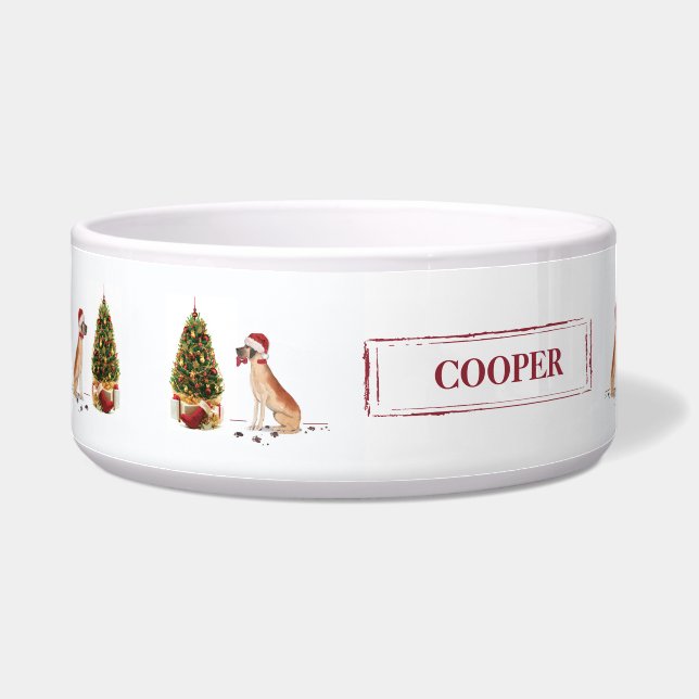 Comedero Gran Dane graciosos Navidades perro con árbol (Izquierda)