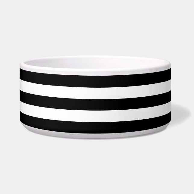Comedero Grandes Rayas Blancas y Negras (Frente)