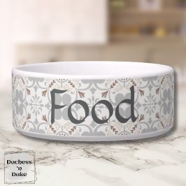 Comedero Gray Spanish Tile Personalized Dog Food Bowl 