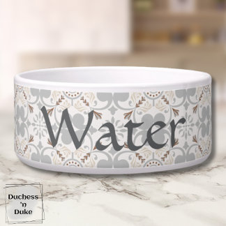 Comedero Gray Spanish Tile Personalized Dog Water Bowl 