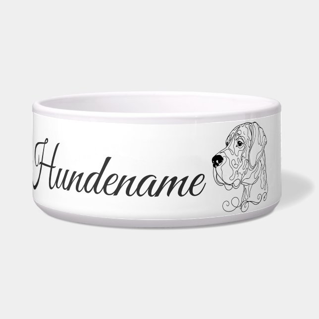 Comedero Great Dane Minimalist Line Art personalized bowl (Frente)