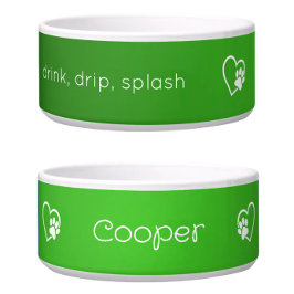 Comedero Green 'drink drip splash' Dog Name Bowl