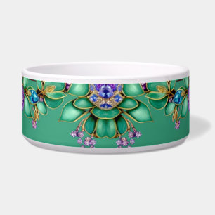 Comedero Green Leaves Púrpura Gemstones Pet Bowl