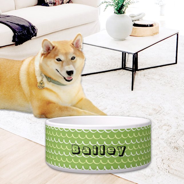 Comedero  Green Waves Pattern Ceramic Pet Bowl (Subido por el creador)