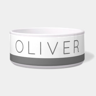 Comedero Gris Moderno Stripe Classic Nombre personalizado G